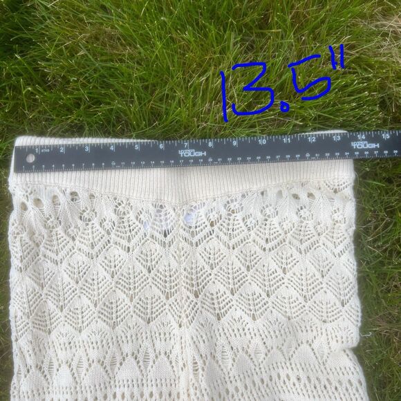 House of Harlow Cream Crochet Pant Elastic Boho Chic Beach Wide Leg NWT Medium - Picture 4 of 9